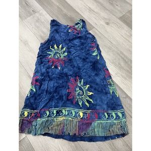 Celestial Sun/Moon Tie-Dye boho Side Button Ying/Yang Dress Size Small